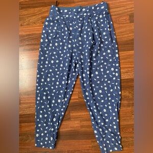 Ladybird Rare Find Vintage Navy Blue Comfy Floral Pant 44 Women 44 Stretch Waist